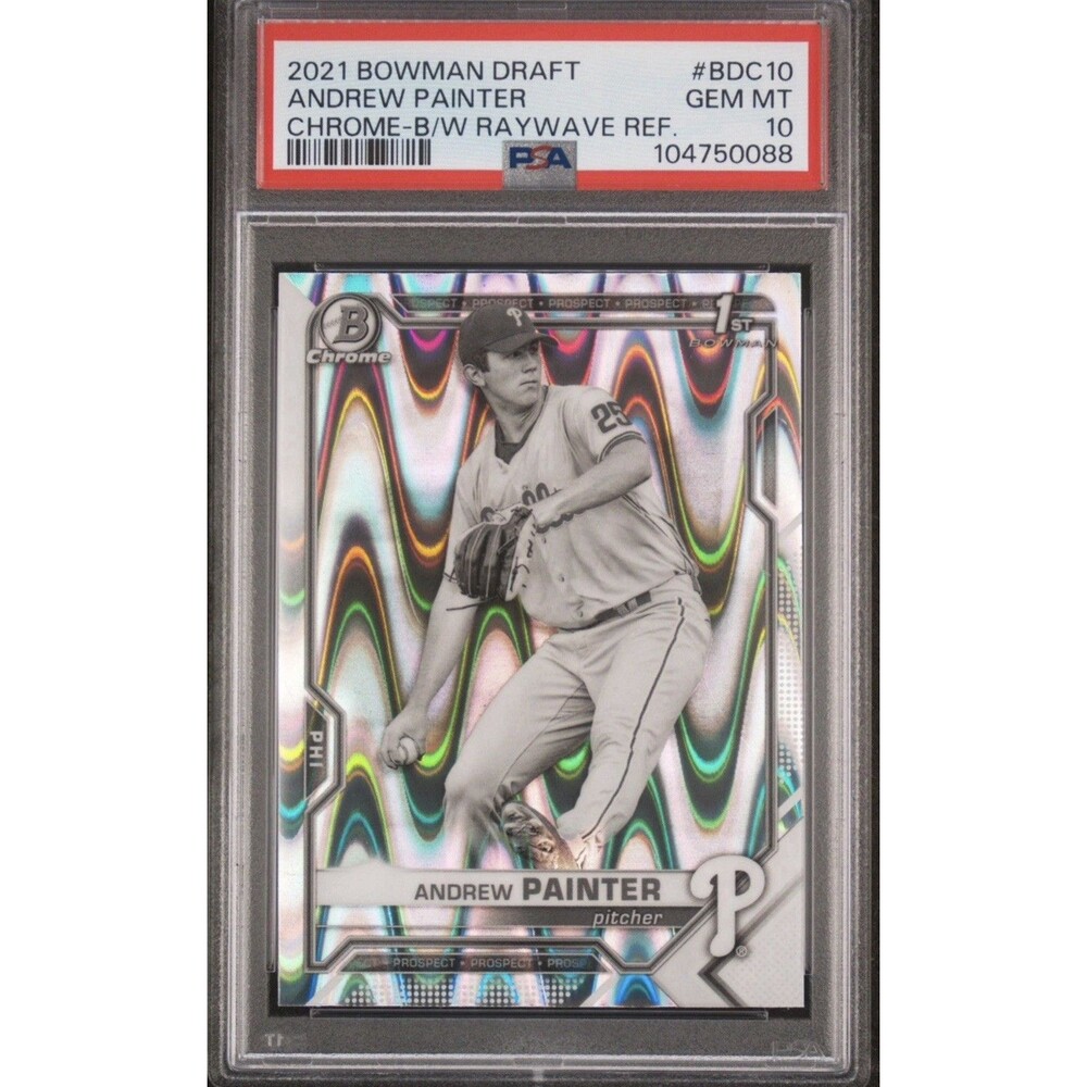 Andrew Painter 2021 Bowman Draft Chrome B/W #BDC10  Raywave Refractor GEMT MT 10